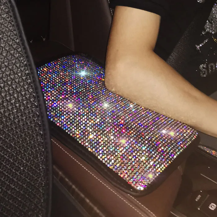 armrest cover Красочные Стразы, кристальная Накладка для ремня безопасности автомобиля, Накладка для переключения передач, набор алмазных крышек рулевого колеса, аксессуары для салона автомобиля, комплект - Название цвета: armrest cover
