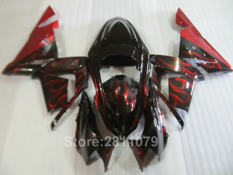 Aftermarket части тела обтекатель комплект для Kawasaki Ninja ZX10R 04 05 Красный Пламя Черный