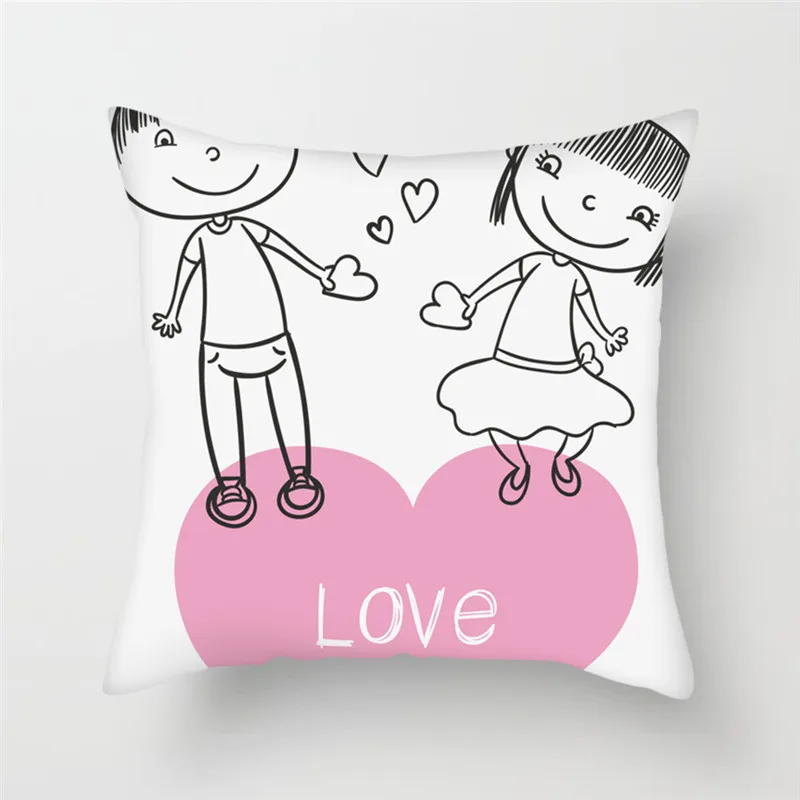 Fuwatacchi Cartoon Couple Printed Pillow Cover Throw Pillows Customize Cushion Decorative for Sofa Car Bedroom | Дом и сад