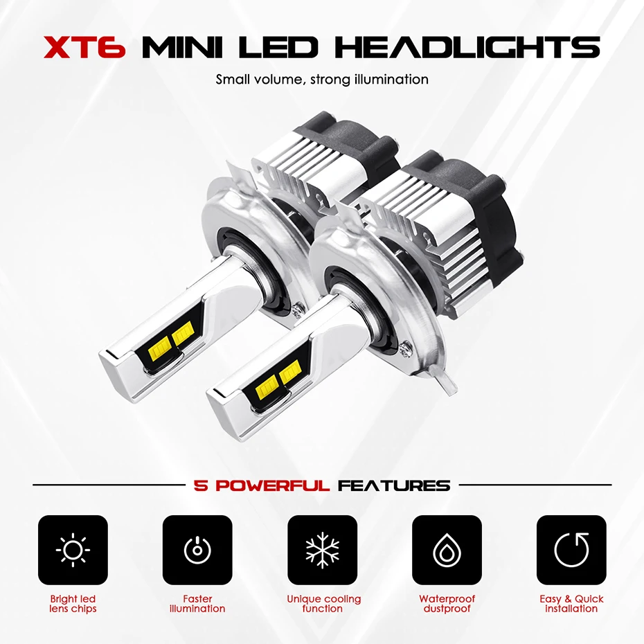Автомобильный светодиодный светильник LOAUT XT6 H4 H7 двухцветный H1 H3 H8 H9 H11 9005 HB3 9006 HB4