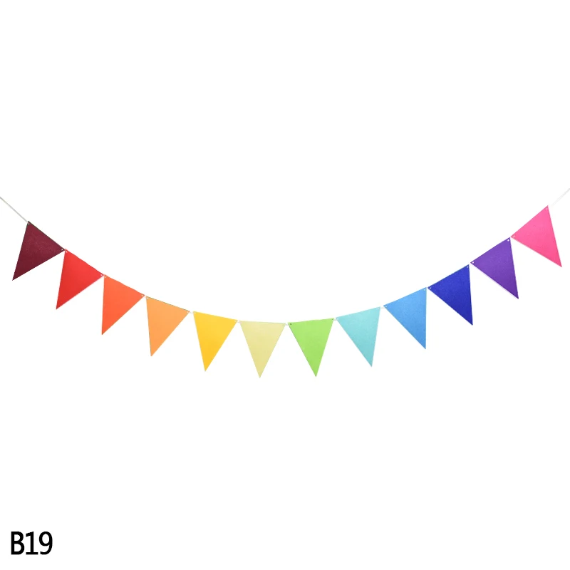 B19 12 флагов, многоцветная фетровая гирлянда, Вымпел, бандаж, баннер для свадебной вечеринки, детский душ, настенная гирлянда, Декор, поставка 8z - Цвет: B19