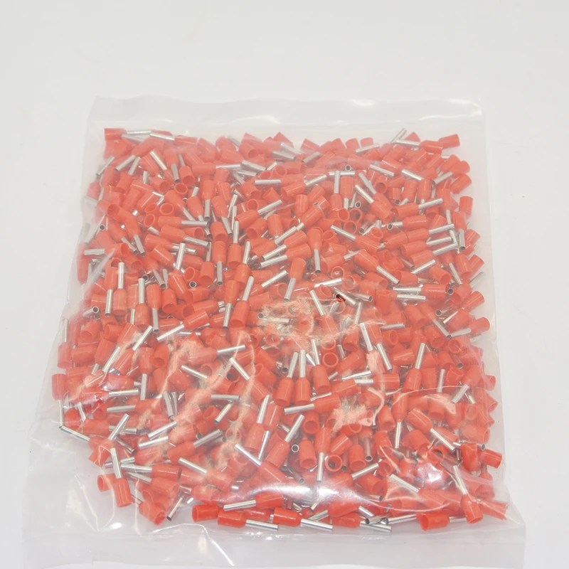 Red 1000 шт. E1008 изолированный кабель конец шнура наконечник клеммы трубчатый соединитель провода для мм2 провода - Цвет: Red