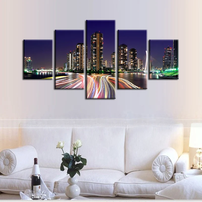 Картина на холсте 5 шт. красивые городские современные картины|oil picture|canvas painting5 pcs |