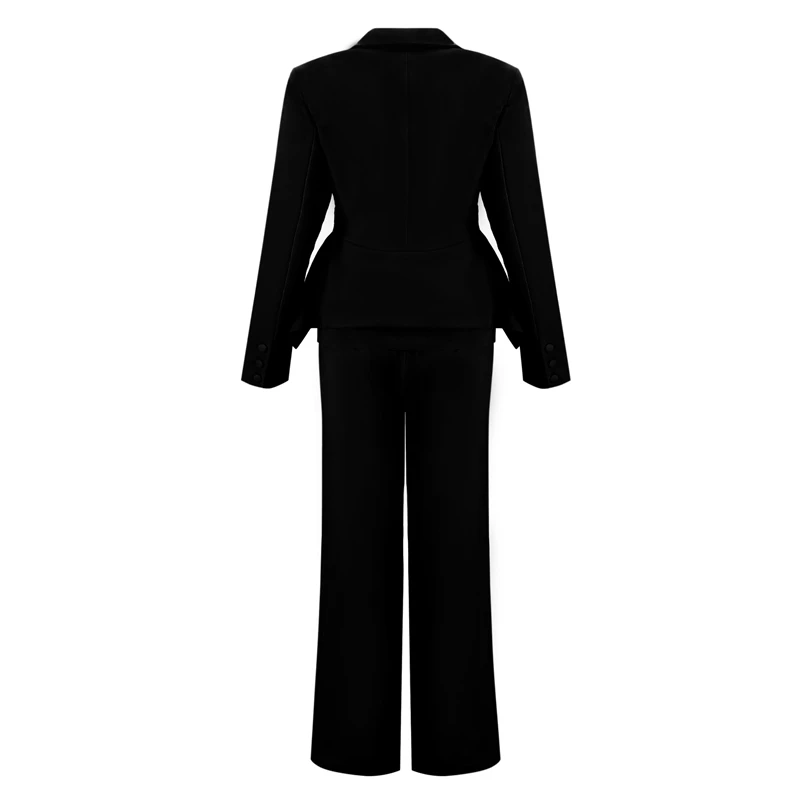 INDRESSME, модный сексуальный Деловой брючный костюм с v-образным вырезом, набор блейзеров, Формальные женские элегантные обтягивающие черные костюмы с вырезом на спине