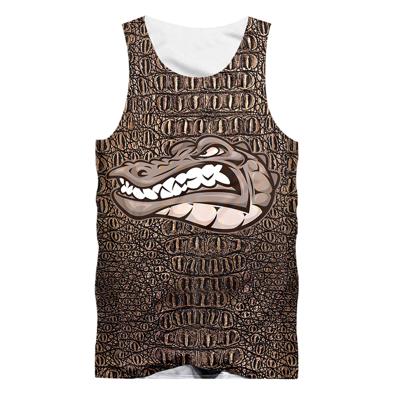OGKB Мужская Горячая Свободная майка с животным 3D принтом крокодил Харадзюку Плюс