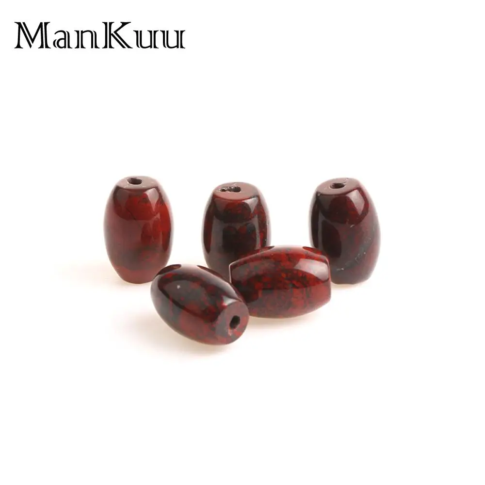 ManKuu 8*12mm Oval/Barrel Red Pine Stone Beads Black&ampRed Natural For Jewelry Making 20pcs/Lot Wholesale Bead | Украшения и