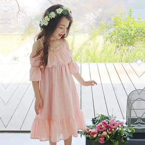

2019 Summer New Princess Girl Dress Kids Big Girl Dress Cotton Lovely Children Clothing Dress Girls Vestido Infantis Soild 4-15T
