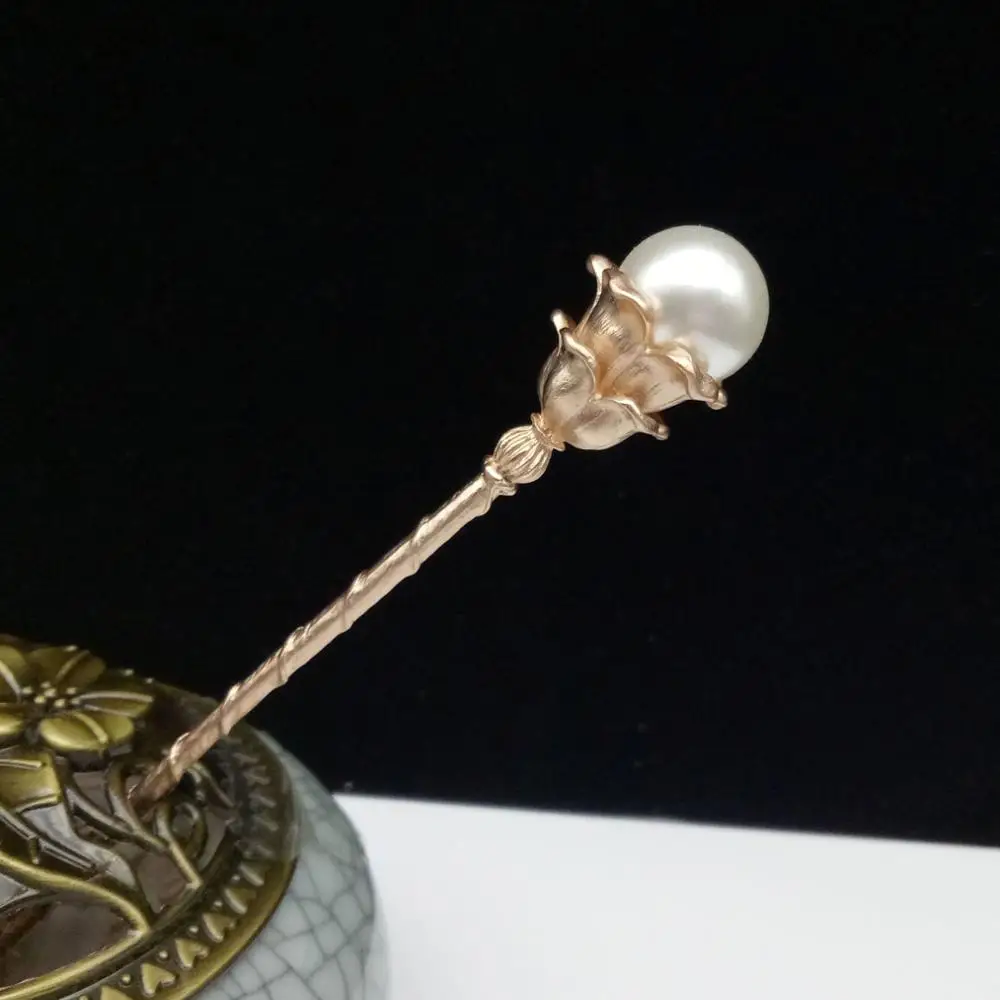 Style 2 Gold White Нежный Матовое Золото Имитация Жемчуга Шпилька для волос с цветком Винтаж металлические заколки для Для женщин модные украшения для волос канзаши Шпилька, которая сотрясается при ходьбе - Окраска металла: Style 2 Gold White