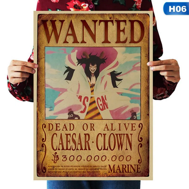 Цельная бумага с покрытием плакаты Luffy Wanted мультфильм фильм крафт-бумага хотел плакат стикер для украшения стен