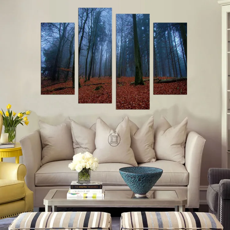 4 панели Современные Холст принты Книги по искусству работы красивые рано утром