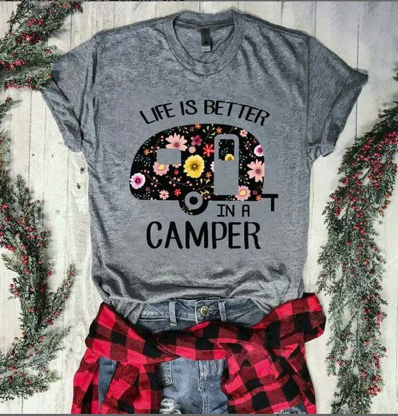 

camper tshirt fashion women shirt graphic tees plus size top womens fashion t-shirts female pink life is better tops