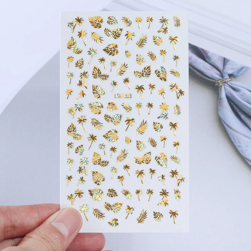 Голографический лазер в виде листьев кокосового дерева 3D наклейка для
