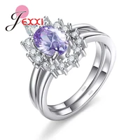 exquisite luxury charming 2 rings set paved micro aaaaa cubic zirconia prong setting trendy gift for lovergirlfriend