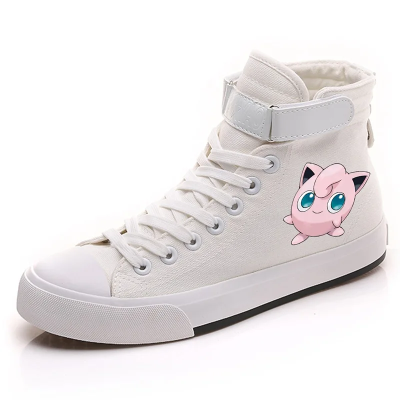 Пикачу Покемон иллюстрация Высокий Верх двухслойная парусиновая Мужская Уличная Повседневная обувь вельветовые туфли Модный Off белые туфли 19531
