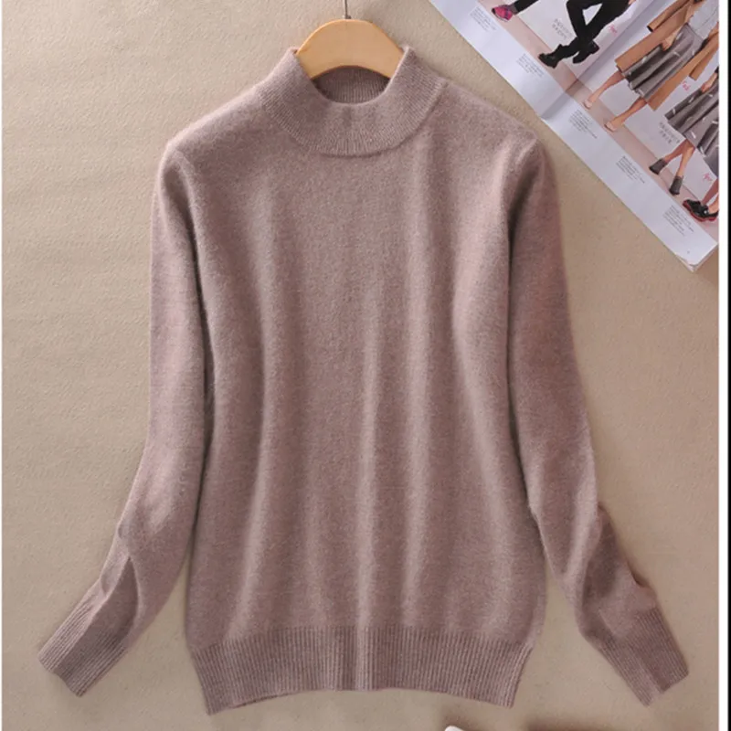 Осенне-зимняя одежда новинка женские кашемировые свитера с полувысоким круглым