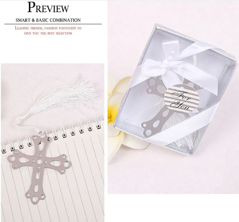 10 PCS Sliver Boxed Cross Hollow Bookmark For Baby Shower Wedding Favours Souvenir Giveaway gifts Guests | Дом и сад