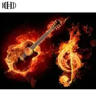 Лидер продаж, квадратная и круглая 5D алмазная вышивка сделай сам, музыкальный узор, алмазная живопись, 3D наклейка, вышитая наклейка, огненная гитара