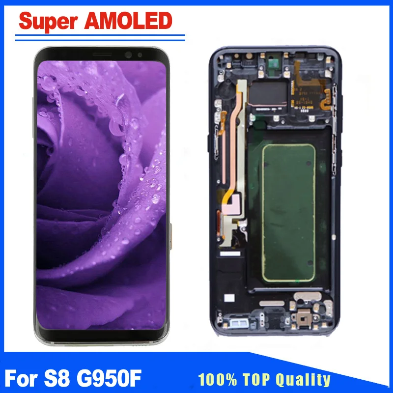 Супер AMOLED Качество для Samsung Galaxy S8 G950F G950 ЖК дисплей с рамкой полная сборка