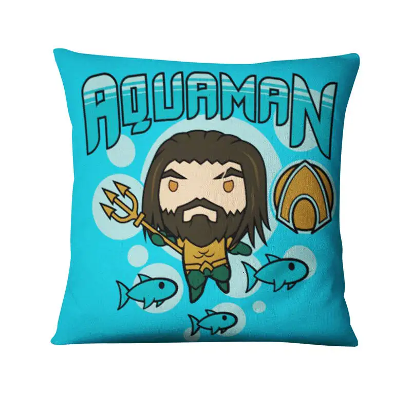Тонкая льняная наволочка с мультипликационным рисунком Aquaman декоративные