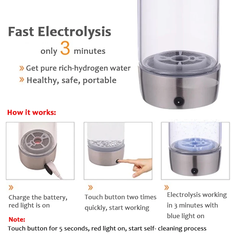 500 мл водорода богатые воды генератор Бутылка Кубок Титан электролиза ионизатор