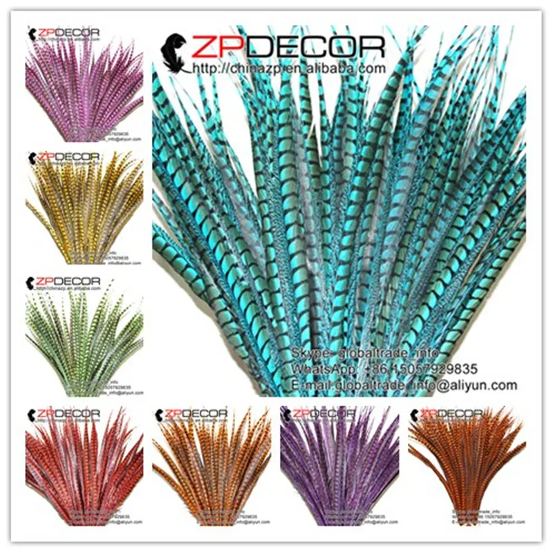 

Новинка! ZPDECOR 75-87 см, 50 шт., высокое качество, окрашенные цветные женские перышки Amherst Pheasant, доставка DHL/EMS для декора карнавала