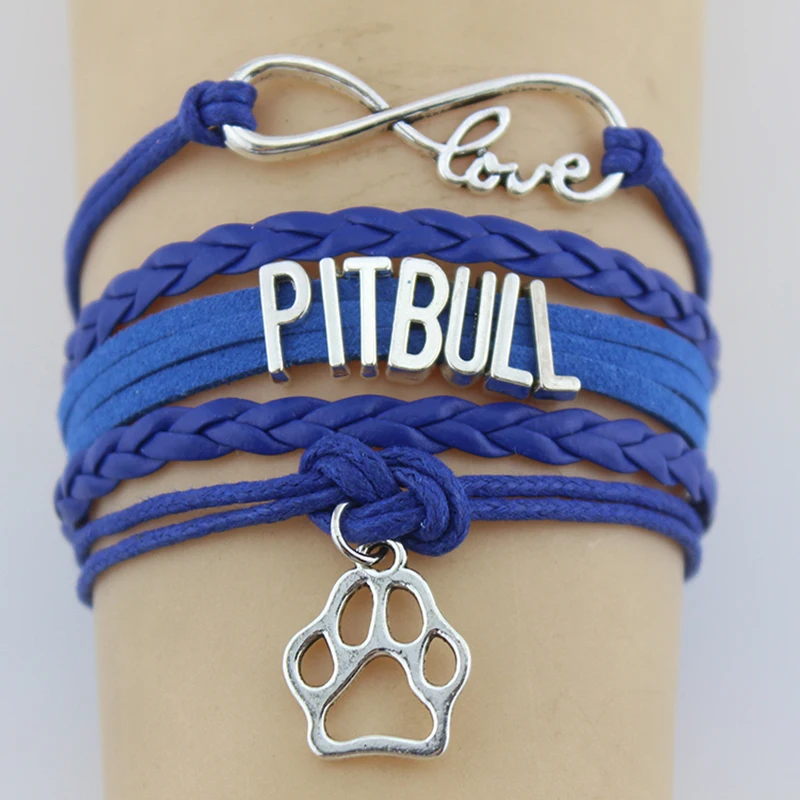 Drop Shipping Infinity Love Dog Bracelet Pitbull Bangles Handmade Animal Paw Pendant Charm Custom Any Themes | Украшения и