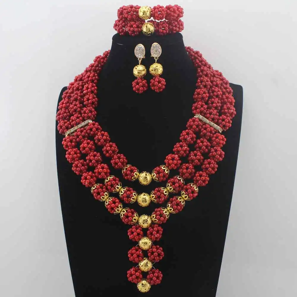 Новинка 2019 набор ювелирных изделий из африканских красных коралловых бусин