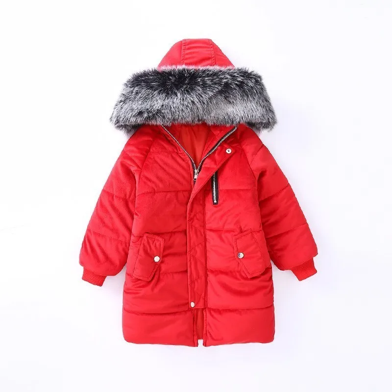 Детские парки Пальто с капюшоном Зимние куртки Теплый пуховик из хлопка для