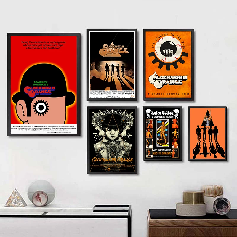 Заводные оранжевые Классические Постеры кино стикеры Настенные с белым