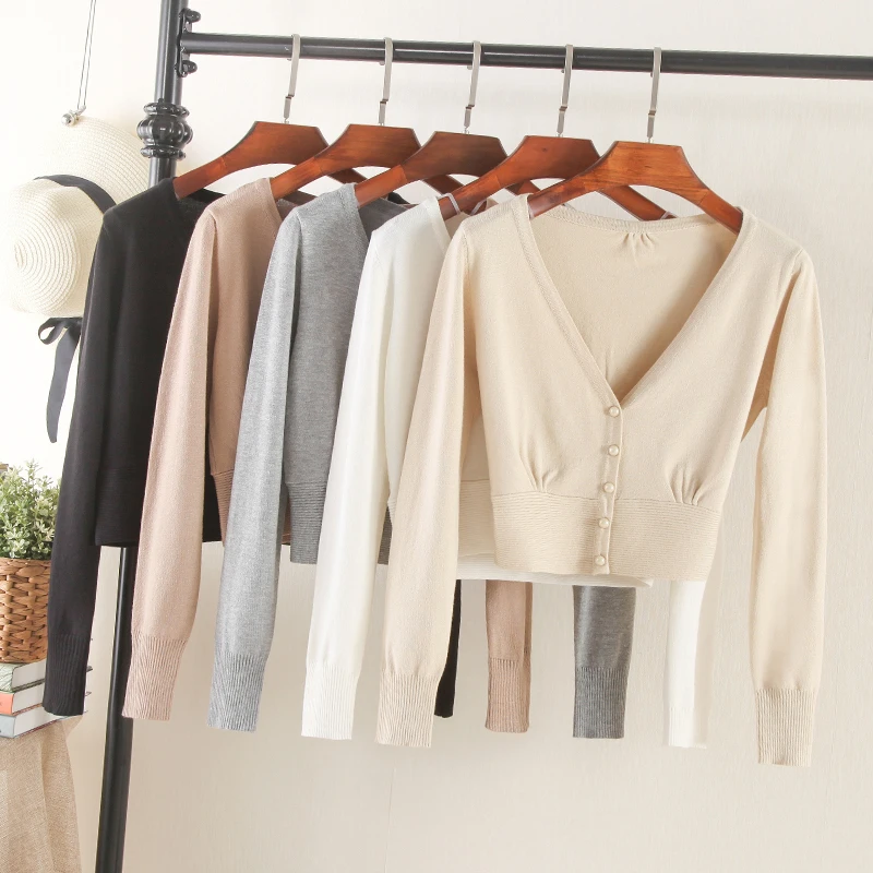 Женский кардиган с длинным рукавом тонкий вязаный шалью элегантный облегающий