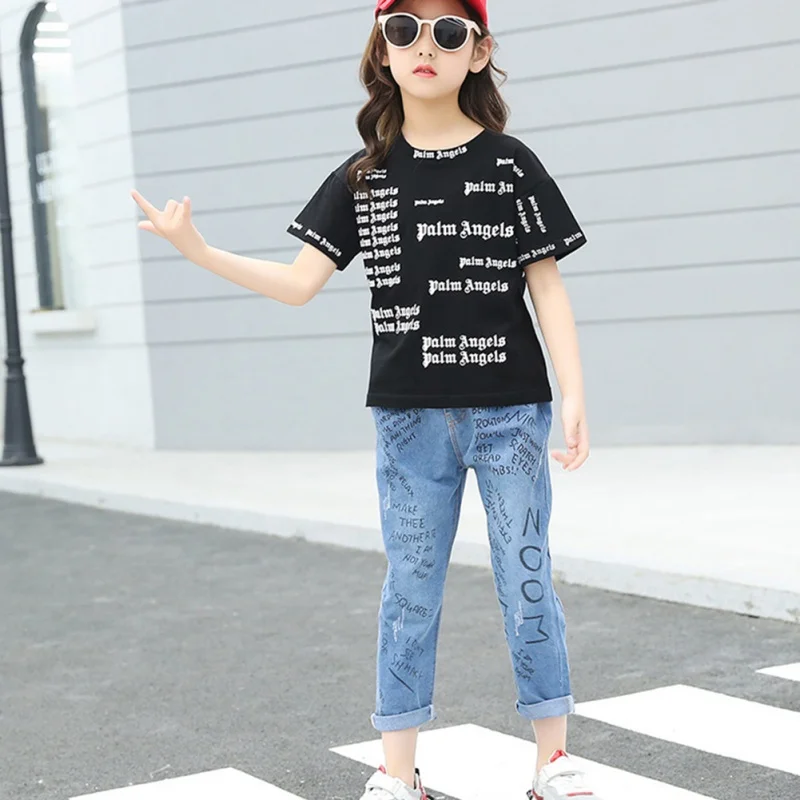 Детская одежда летняя повседневная модная футболка с коротким рукавом и