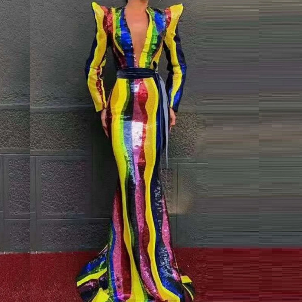 Мода 2019 женское длинное платье макси с длинными рукавами и пайетками сетчатые