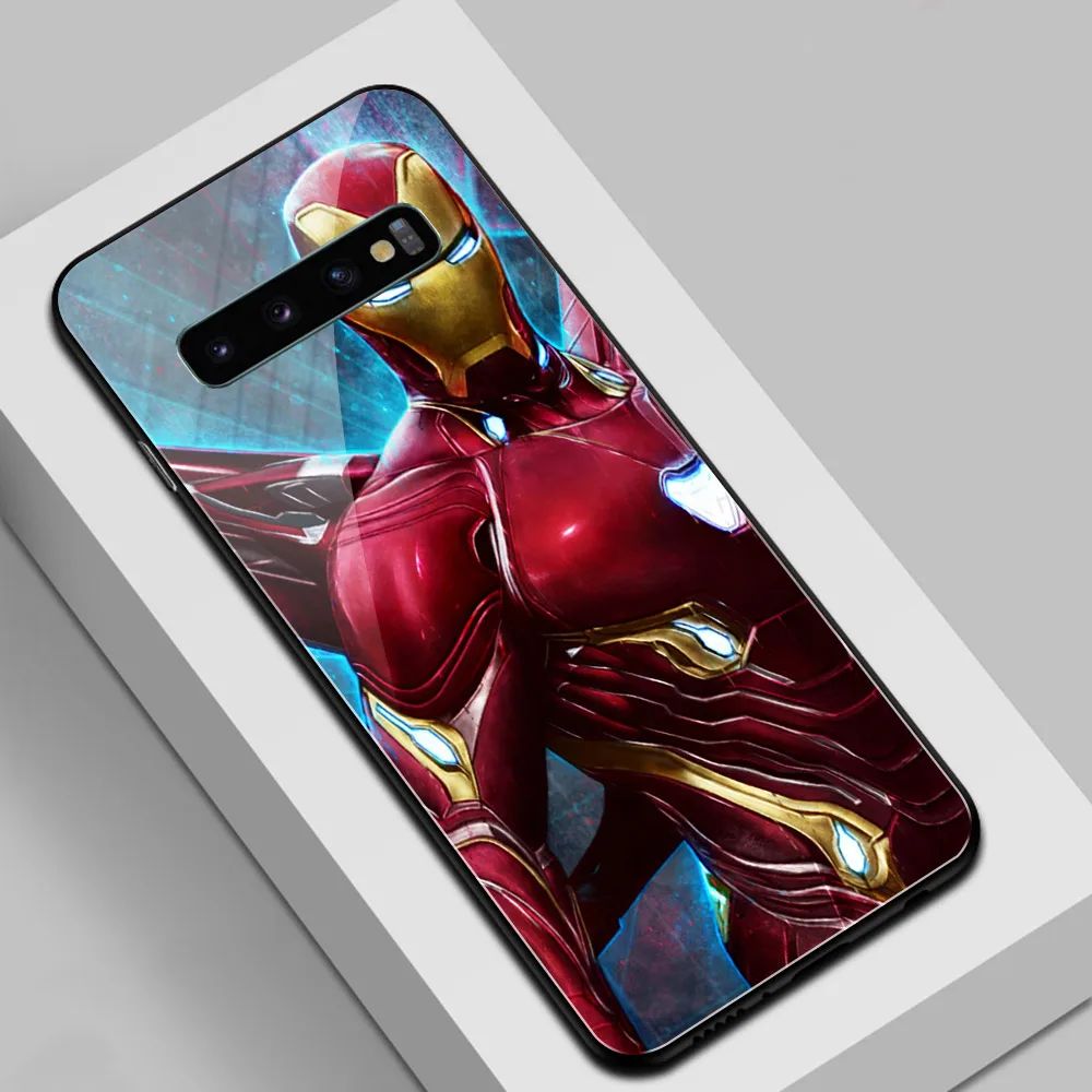 For samsung s10 plus case Glass back cover Marvel ironman for Samsung Galaxy S8 S9 S10 S20 Note 8 9 10 S10e ultra |