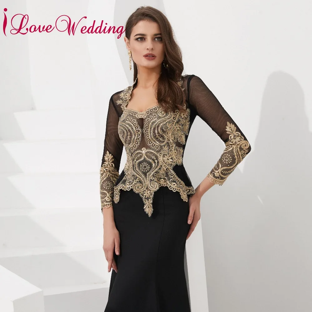 ILoveWedding Винтаж Стиль с квадратным вырезом расшитое золотистым кружевом Вечернее