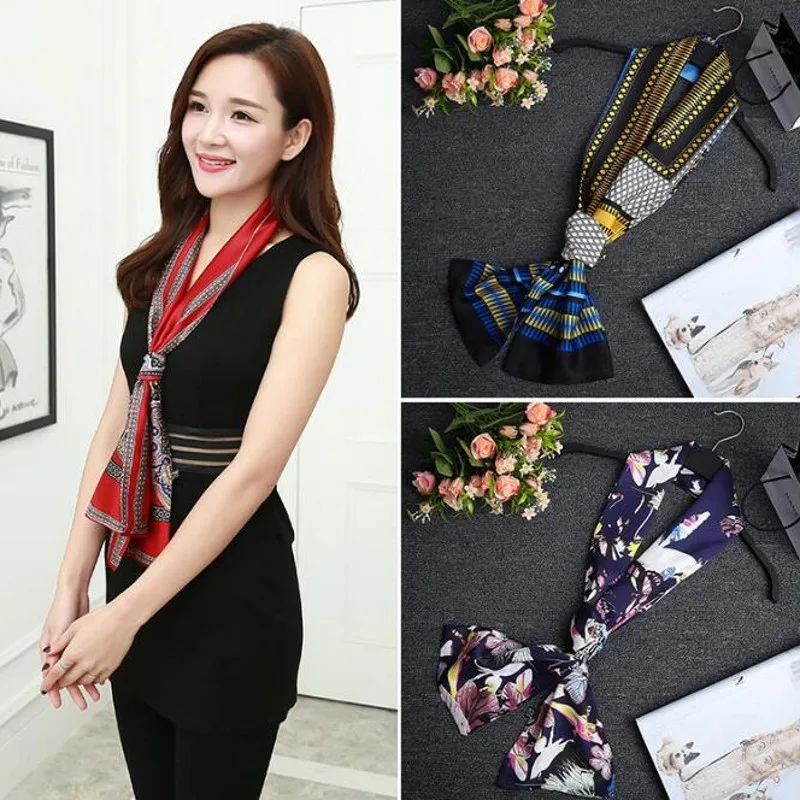 Мода 2017 г. Для женщин шелк с небольшой Профессиональный Шарфы для воротник