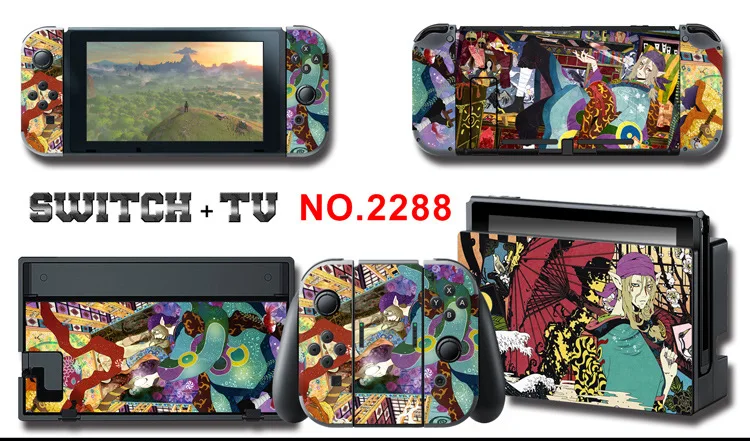 Для nintendo Switch Pain sticker консоль Dock Joy Con полное покрытие цветной бумажной кожи Закаленное стекло протектор экрана от 2000-2305