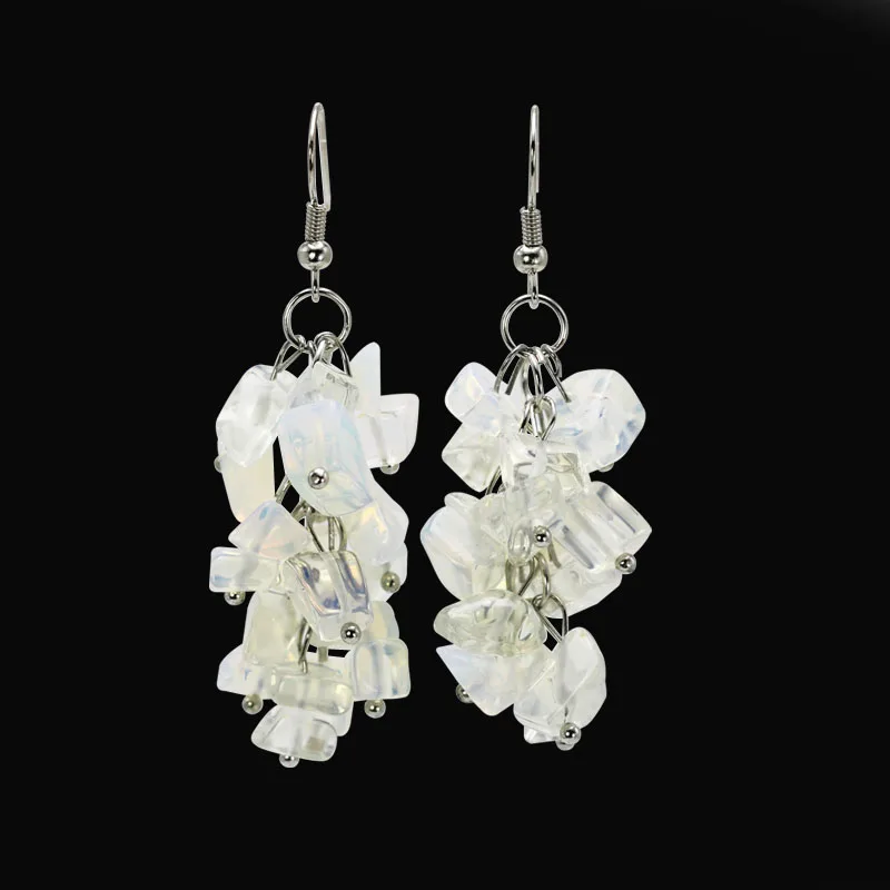 1 пара модные серьги с опаловым камнем женские лунным 6 см длинные ручной работы в