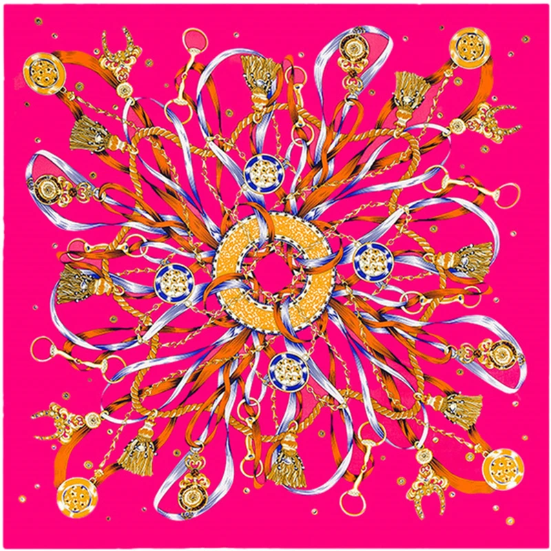 Женский шарф роскошный брендовый из 100% твила квадратный с кисточками и