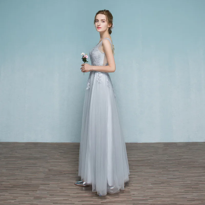 Vestidos Де Novia Новый Сексуальный Серый Длинные Платья Выпускного Вечера 2017 кружева