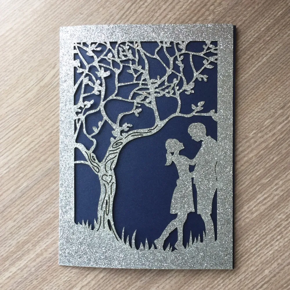 

30Pcs/Lot Laser Cut Romantic Tree Pattern Wedding Invitation Card Greeting Blessing Card Gift Card Party Supplies