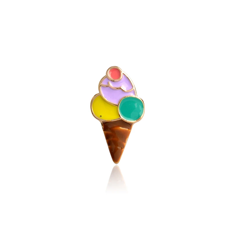 Cartoon ice cream Enamel pin Brooch dessert cold drink Denim Jacket Lapel Pin Coat badge Fashion Jewelry for kids girl daughter