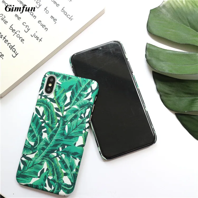 Gimfun летний свежий банановый лист чехол для телефона Iphone 7 8 6 6s 5 5S Plus зеленый