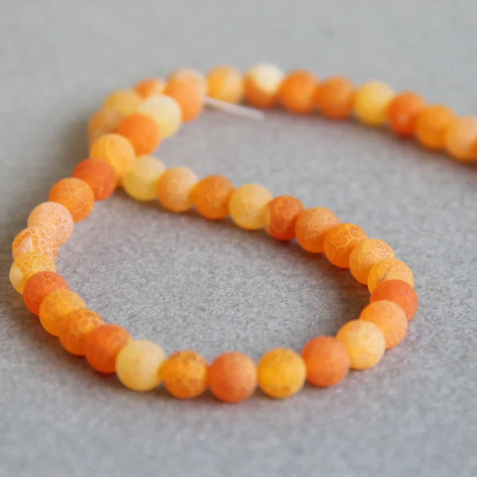 

8mm Fashion Orange Grind arenaceous Onyx beads Round chalcedony stones DIY 15" 2pc/lot Jewelry making design wholesale