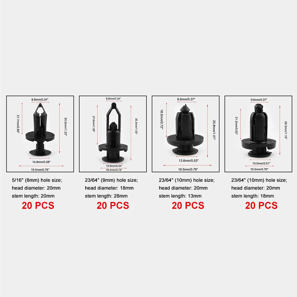 240x Nylon пластиковые зажимы заклепки для ford Toyota Honda 6.3mm 8mm 9mm 9.5mm 10mm авто крепеж автомобильный молоток для правки крыльев тело Фиксатор двери Накладка панель толчок