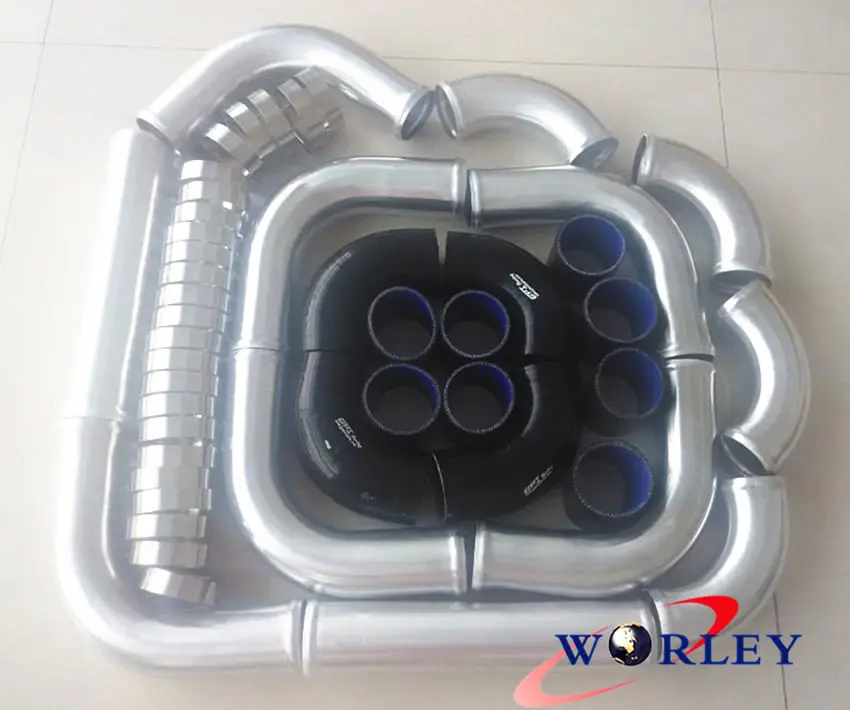 

2" 51mm Aluminum Universal Intercooler Turbo Piping + Black hose + T-Clamp kits
