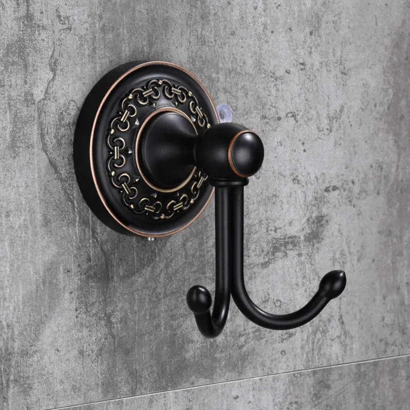 Robe hook Набор оборудования для ванной комнаты, современный круглый стиль, мыльница, крючок для халата, Черный Матовый держатель для полотенец, держатель для бумаги, набор аксессуаров для ванной, SY111-R - Цвет: Robe hook