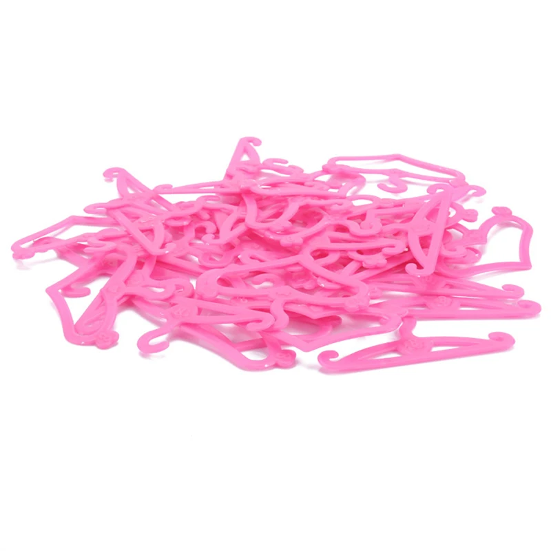 10/20 Pcs/Lot Cute Pink Mix Hangers Accessories For Barbies Clothes Dress Outfit Skirt Doll Pretend Play House Girls' Gift Toy | Игрушки