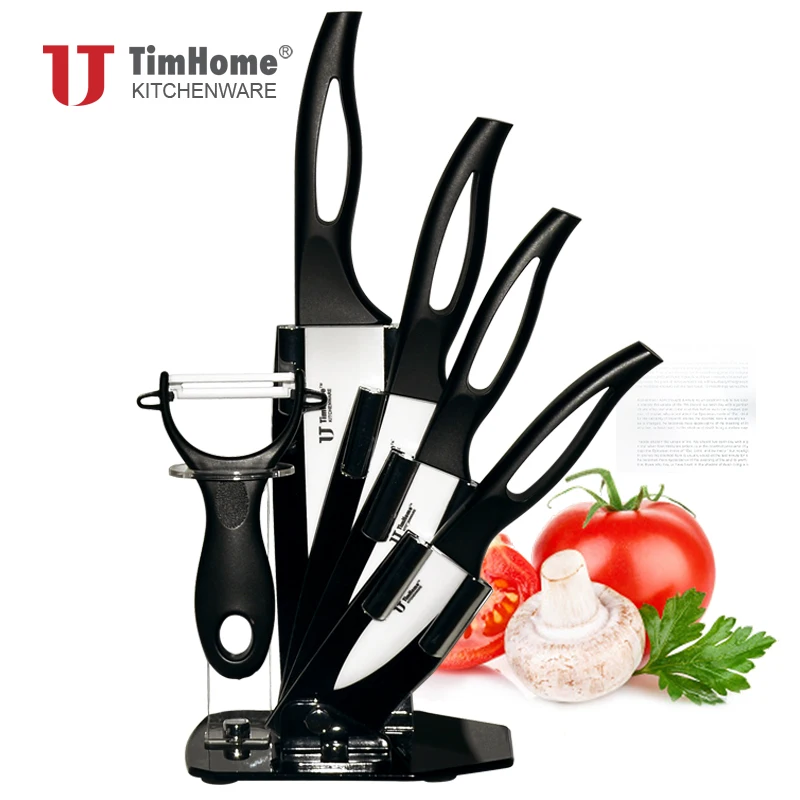 Керамический нож с красной ручкой и держателем 6 шт.|ceramic knife with holder|kitchen knives holderkitchen