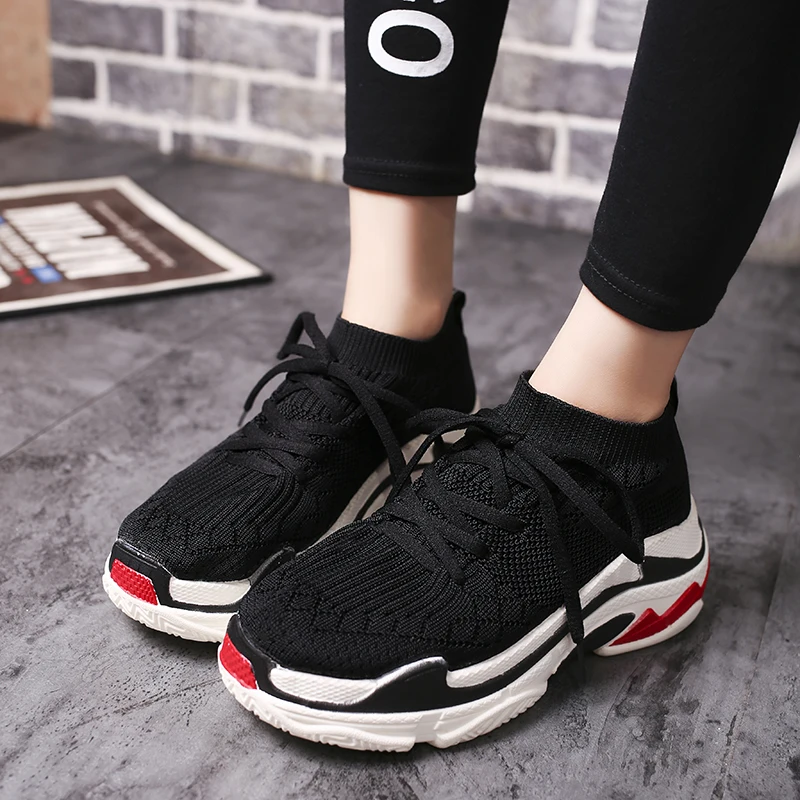 Носки Кроссовки Женская обувь на платформе Обувь для бега спортивная Женские
