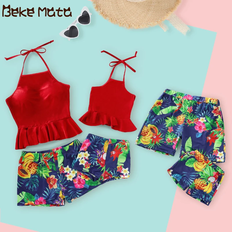 Одинаковые купальники для всей семьи Семейный комплект мамы и дочки бикини
